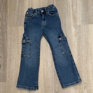 Zara Dark Blue Cargo Flare Jeans